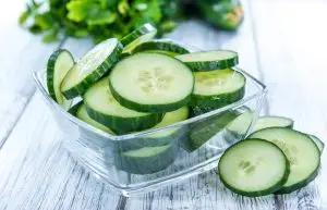 Freshly sliced cucumber