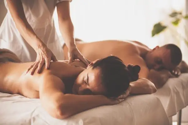 couple receiving spa services
