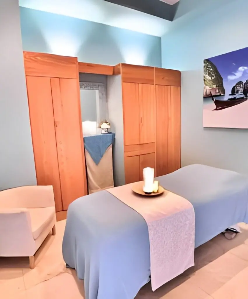 Prepped massage table in a relaxing room at Balance Spa Boca Raton.