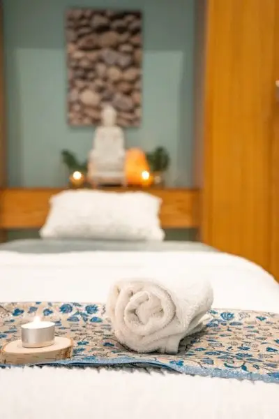 Spa and massage bed prepared for guests at Balance Spa Boca